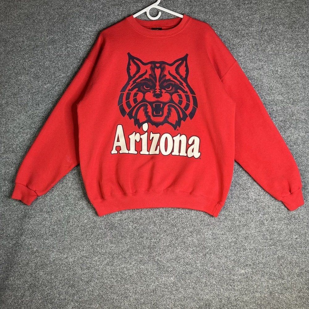 Vintage Arizona Wildcats Sweatshirt Adult XL Red Double Sided Graphic 90s